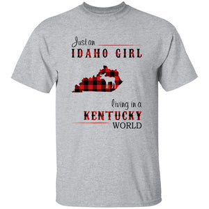 Just An Idaho Girl Living In A Kentucky World T-shirt - T-shirt Born Live Plaid Red Teezalo