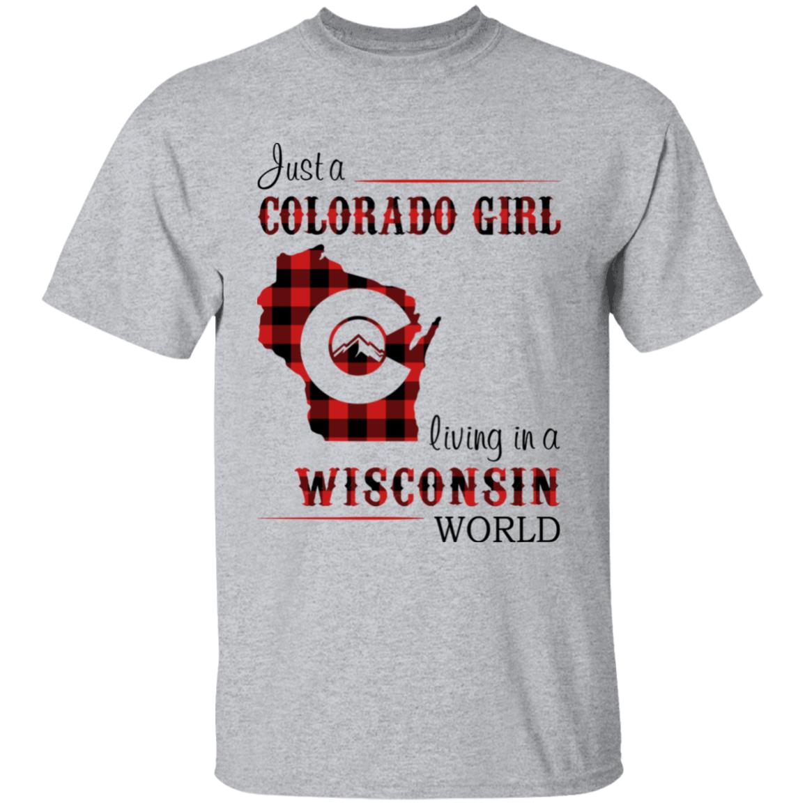 Just A Colorado Girl Living In A Wisconsin World T-shirt - T-shirt Born Live Plaid Red Teezalo