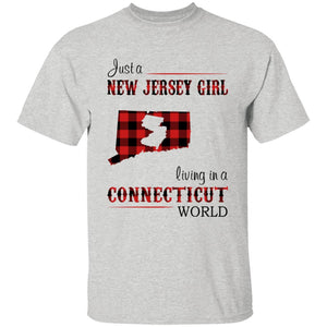 Just A New Jersey Girl Living In A Connecticut World T-shirt - T-shirt Born Live Plaid Red Teezalo