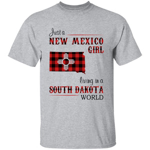 Just A New Mexico Girl Living In A South Dakota World T-shirt - T-shirt Born Live Plaid Red Teezalo