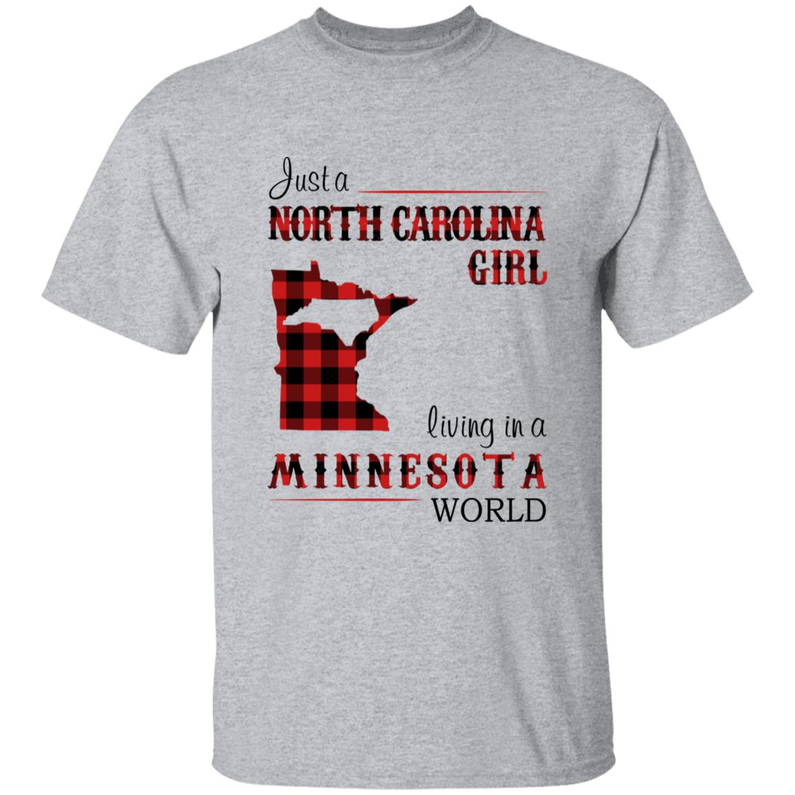 Just A North Carolina Girl Living In A Minnesota World T-shirt - T-shirt Born Live Plaid Red Teezalo