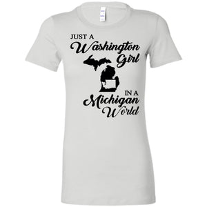 Just A Washington Girl In A Michigan World T Shirt - T-shirt Teezalo