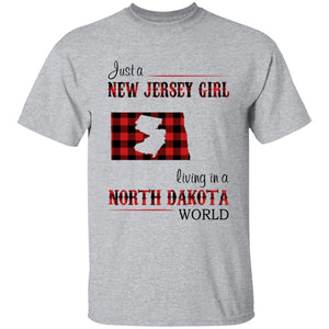 Just A New Jersey Girl Living In A North Dakota World T-shirt - T-shirt Born Live Plaid Red Teezalo