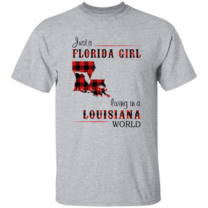 Just A Florida Girl Living In A Louisiana World T-shirt - T-shirt Born Live Plaid Red Teezalo
