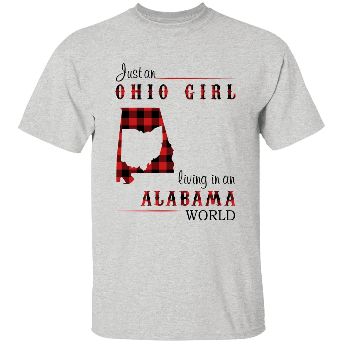Just An Ohio Girl Living In An Alabama World T-shirt - T-shirt Born Live Plaid Red Teezalo