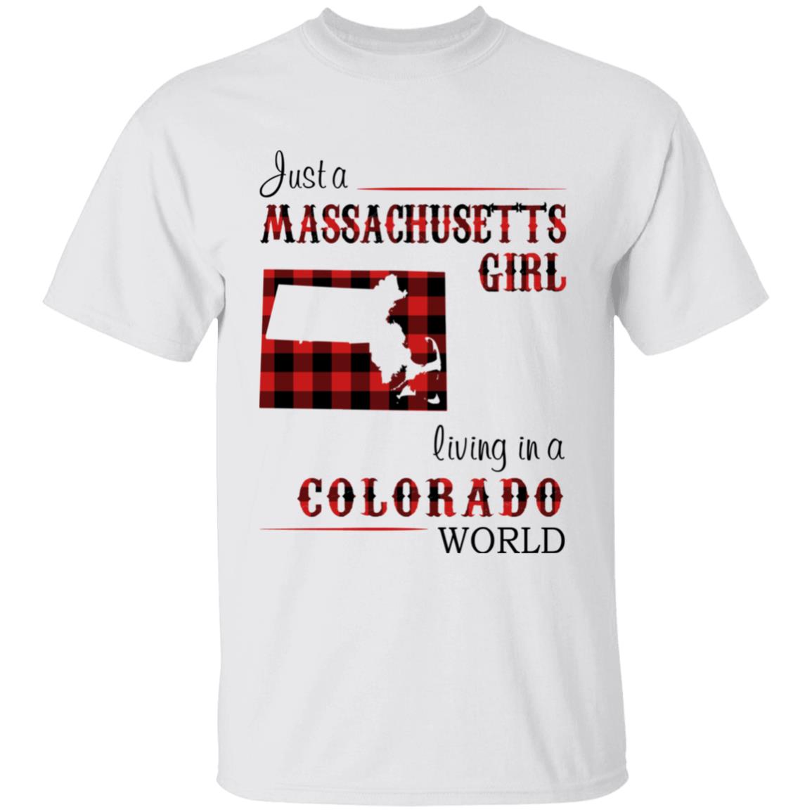 Just A Massachusetts Girl Living In A Colorado World T-shirt - T-shirt Born Live Plaid Red Teezalo
