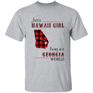 Just A Hawaii Girl Living In A Georgia World T-shirt - T-shirt Born Live Plaid Red Teezalo