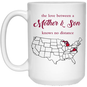Virginia Michigan The Love Between Mother And Son Mug - Mug Teezalo