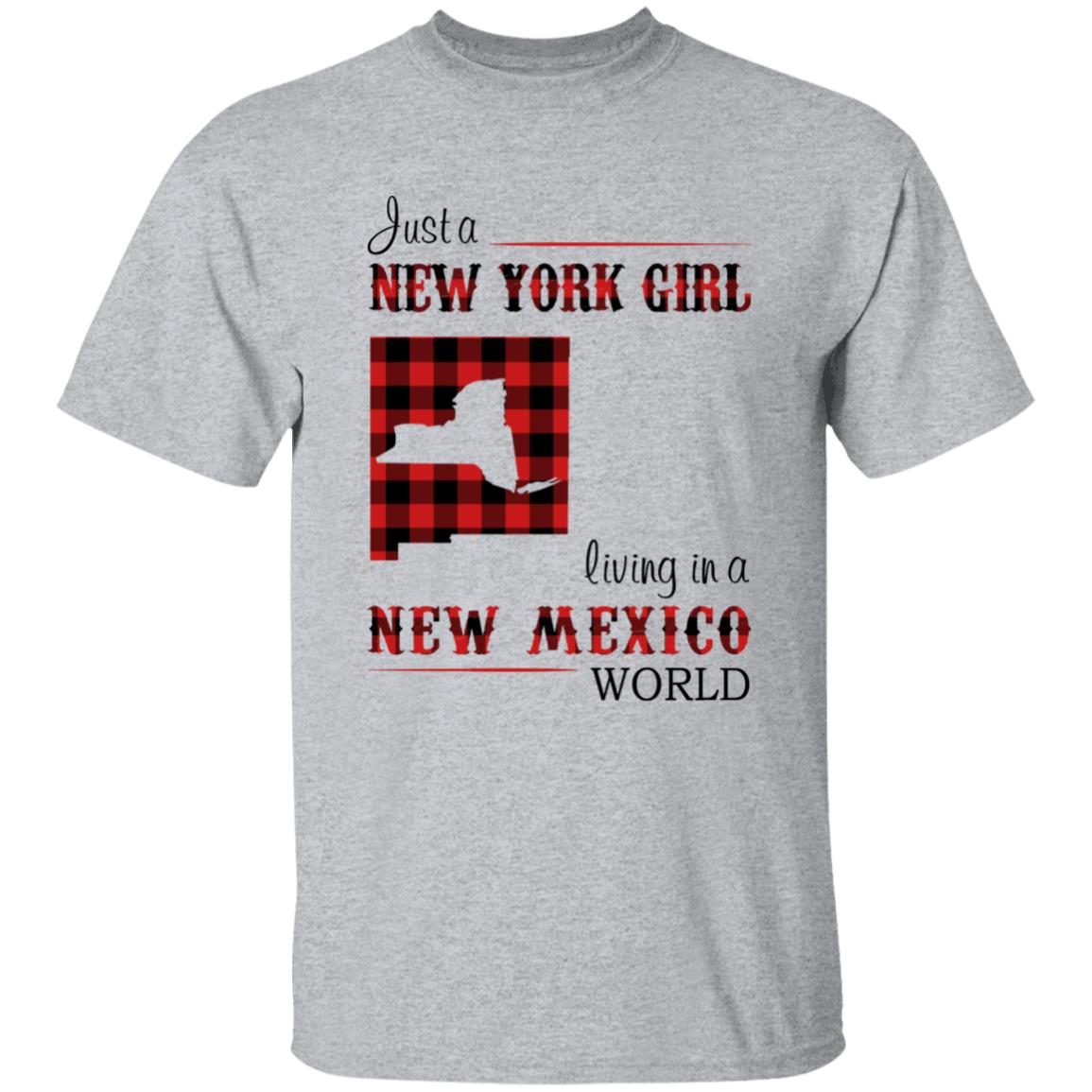 Just A New York Girl Living In A New Mexico World T-shirt - T-shirt Born Live Plaid Red Teezalo