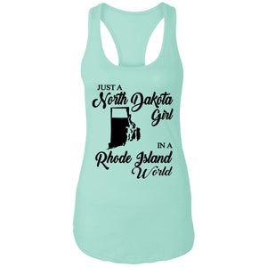 Just A North Dakota Girl In A Rhode Island World T Shirt - T-shirt Teezalo