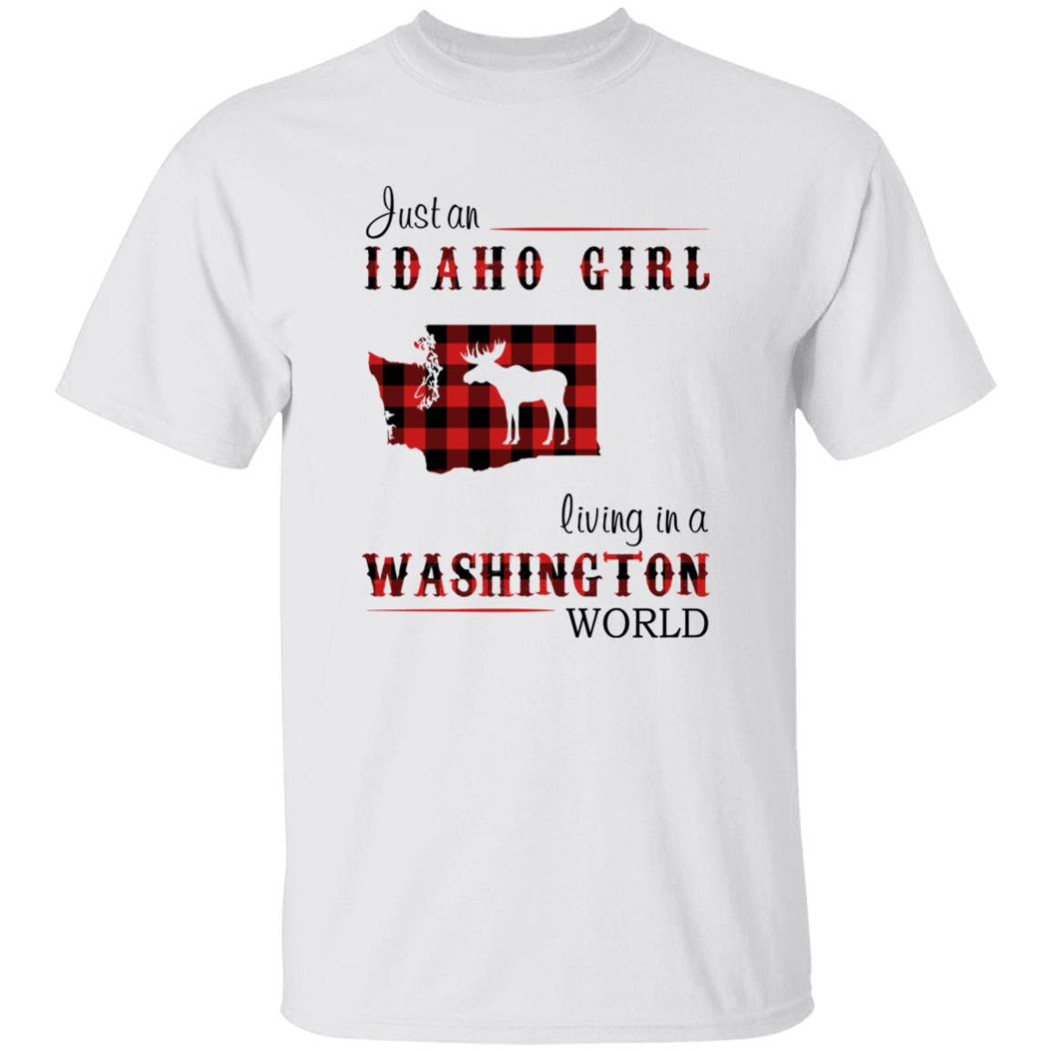 Just An Idaho Girl Living In A Washington World T-shirt - T-shirt Born Live Plaid Red Teezalo