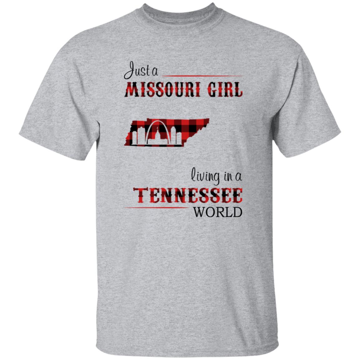 Just A Missouri Girl Living In A Tennessee World T-shirt - T-shirt Born Live Plaid Red Teezalo
