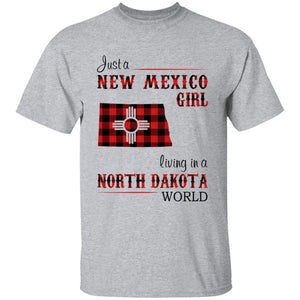 Just A New Mexico Girl Living In A North Dakota World T-shirt - T-shirt Born Live Plaid Red Teezalo