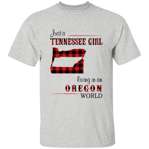 Just A Tennessee Girl Living In An Oregon World T-shirt - T-shirt Born Live Plaid Red Teezalo