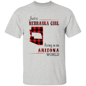 Just A Nebraska Girl Living In An Arizona World T-shirt - T-shirt Born Live Plaid Red Teezalo