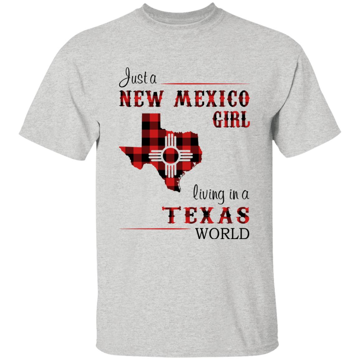 Just A New Mexico Girl Living In A Texas World T-shirt - T-shirt Born Live Plaid Red Teezalo