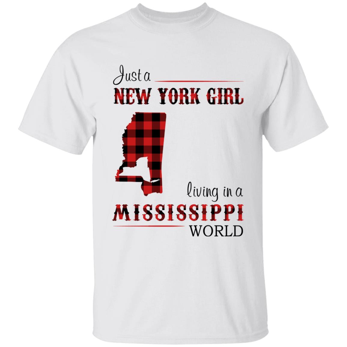Just A New York Girl Living In A Mississippi World T-shirt - T-shirt Born Live Plaid Red Teezalo