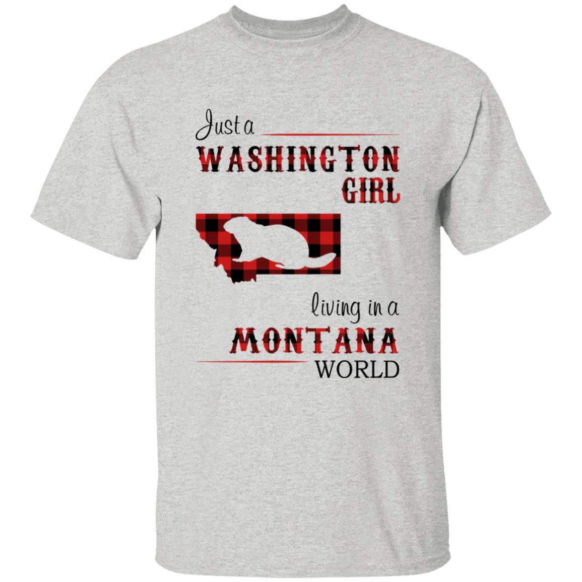 Just A Washington Girl Living In A Montana World T-shirt - T-shirt Born Live Plaid Red Teezalo