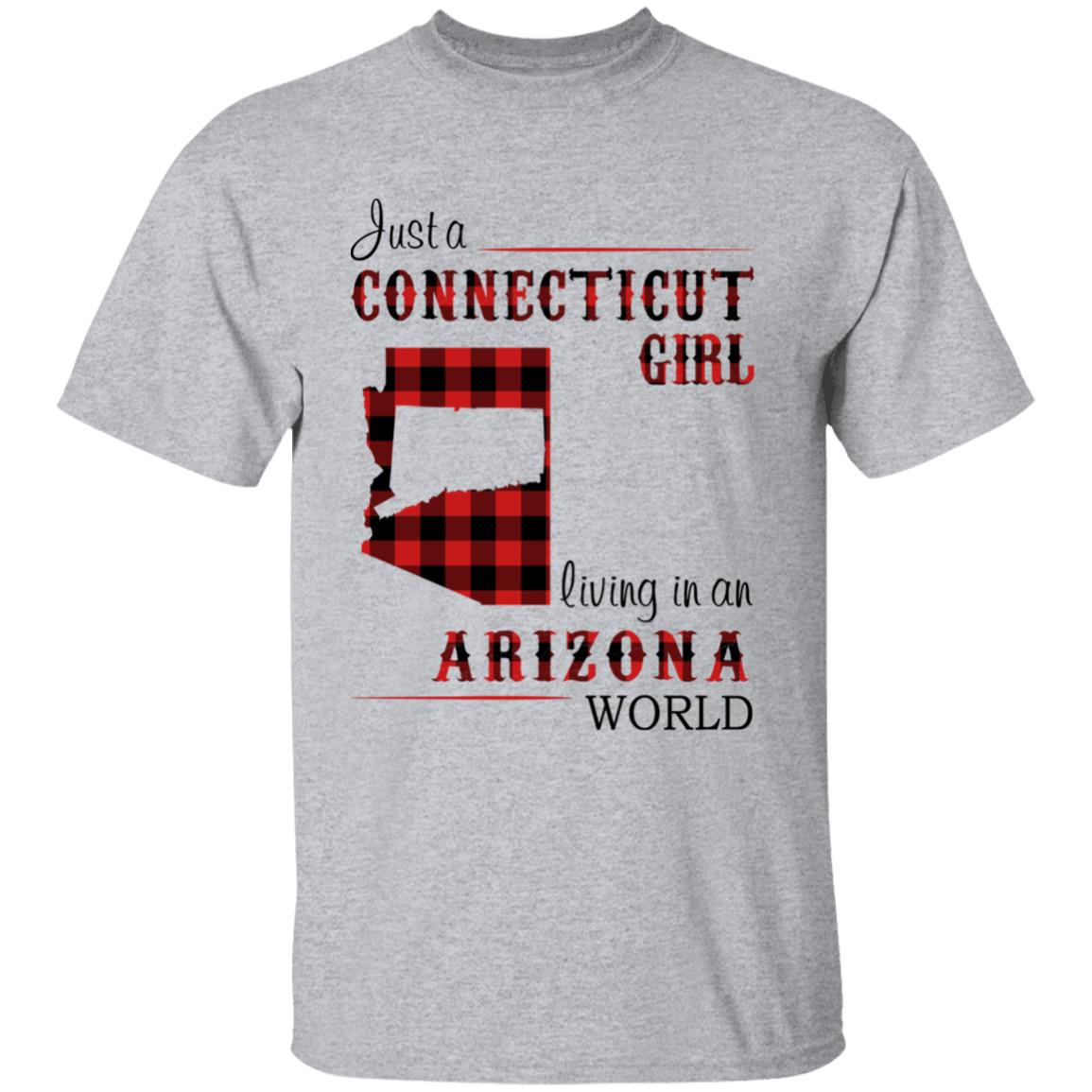 Just A Connecticut Girl Living In An Arizona World T-shirt - T-shirt Born Live Plaid Red Teezalo