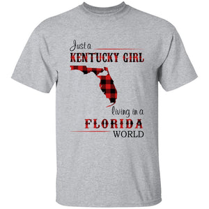 Just A Kentucky Girl Living In A Florida World T-shirt - T-shirt Born Live Plaid Red Teezalo