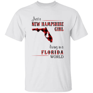 Just A New Hampshire Girl Living In A Florida World T-shirt - T-shirt Born Live Plaid Red Teezalo