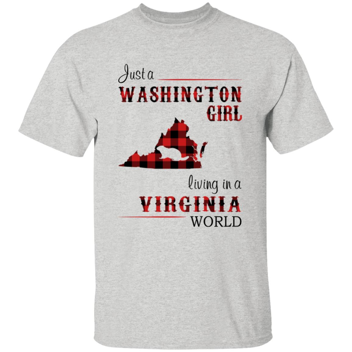 Just A Washington Girl Living In A Virginia World T-shirt - T-shirt Born Live Plaid Red Teezalo