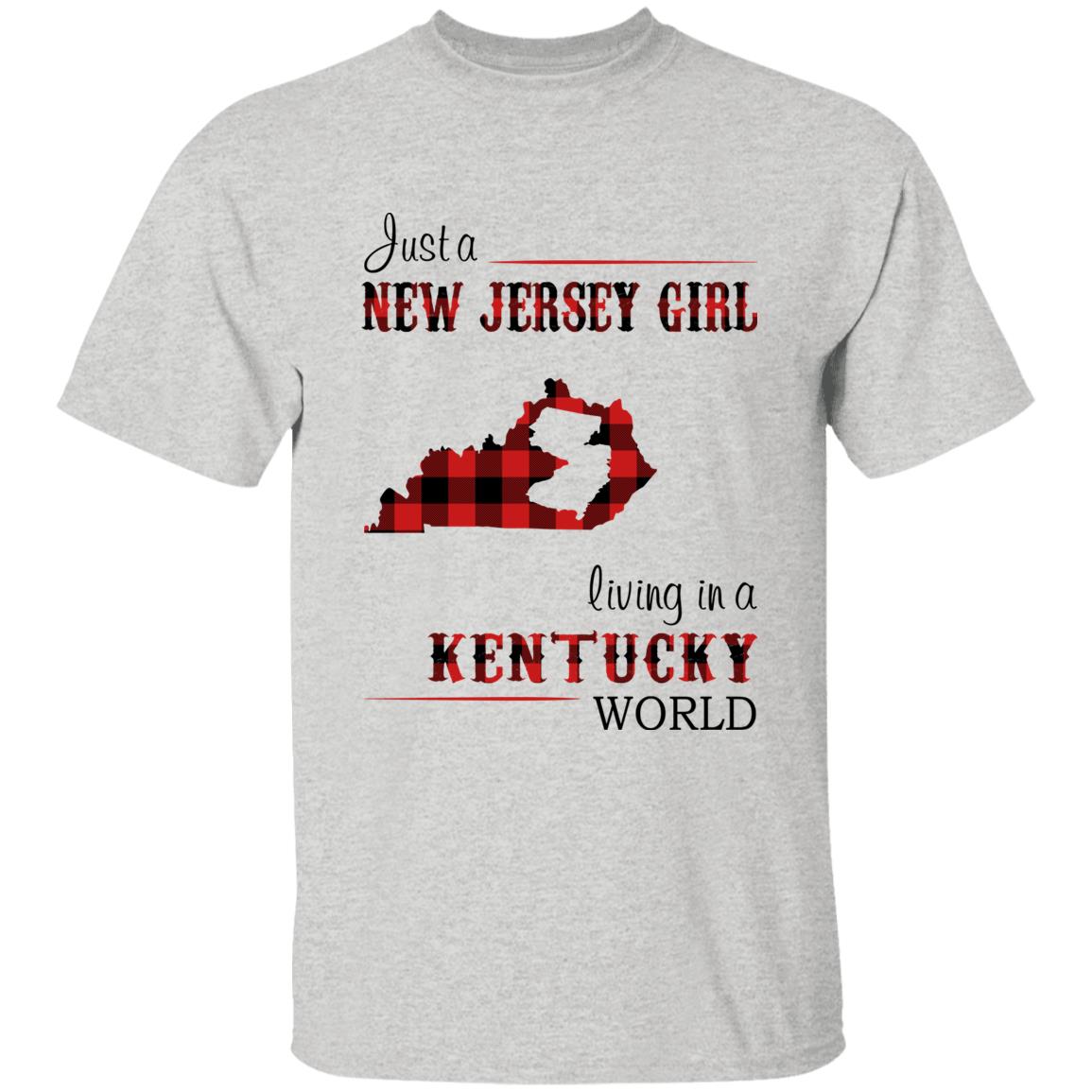 Just A New Jersey Girl Living In A Kentucky World T-shirt - T-shirt Born Live Plaid Red Teezalo