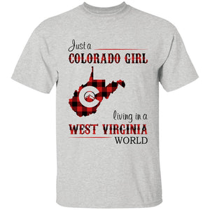 Just A Colorado Girl Living In A West Virginia World T-shirt - T-shirt Born Live Plaid Red Teezalo