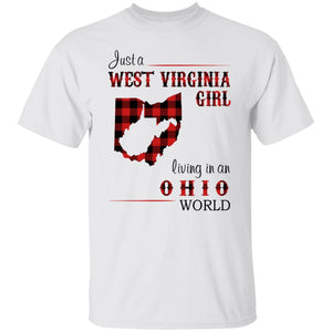 Just A West Virginia Girl Living In An Ohio World T Shirt - T-shirt Teezalo