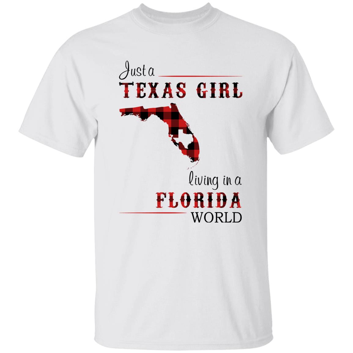 Just A Texas Girl Living In A Florida World T-shirt - T-shirt Born Live Plaid Red Teezalo