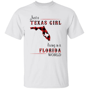 Just A Texas Girl Living In A Florida World T-shirt - T-shirt Born Live Plaid Red Teezalo