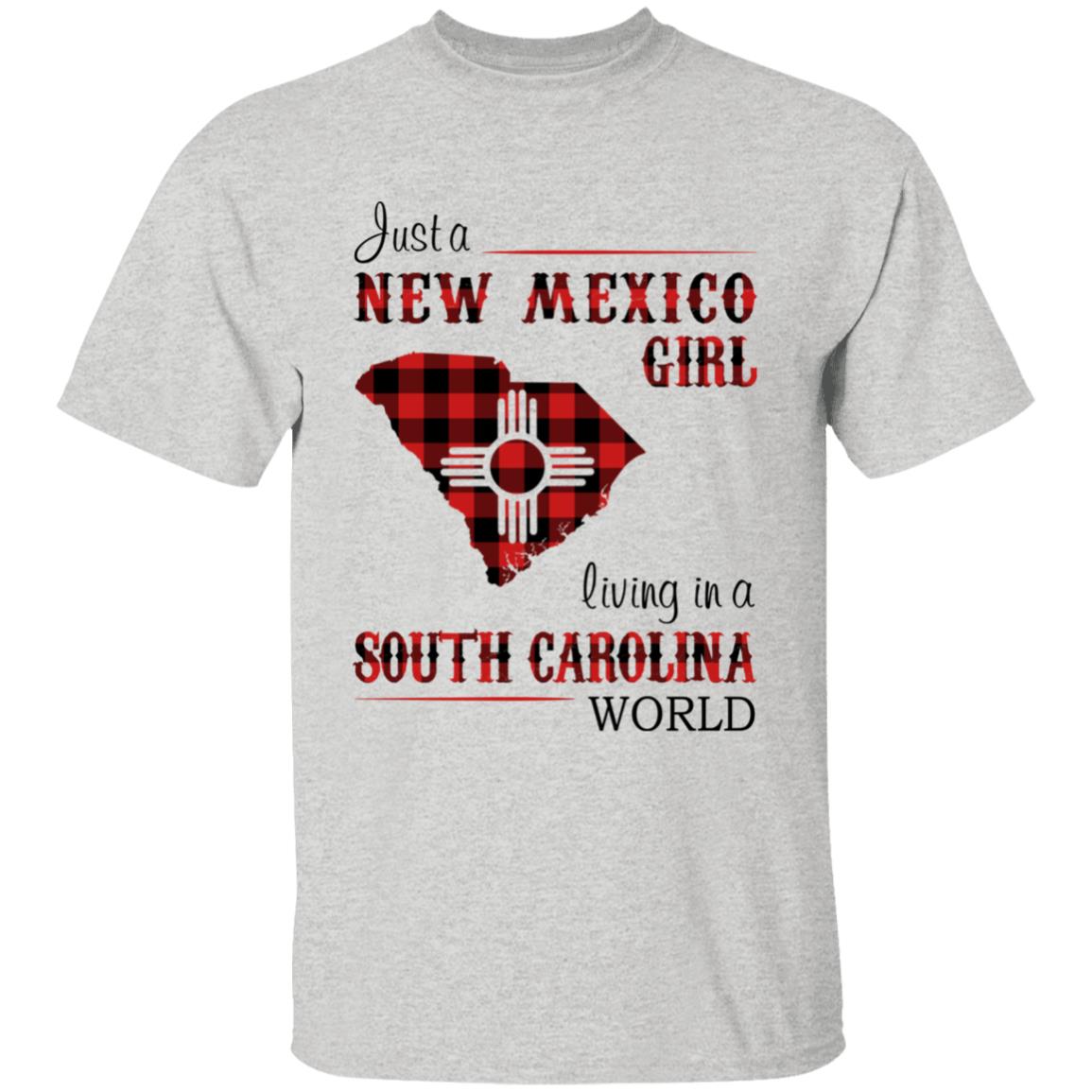 Just A New Mexico Girl Living In A South Carolina World T-shirt - T-shirt Born Live Plaid Red Teezalo