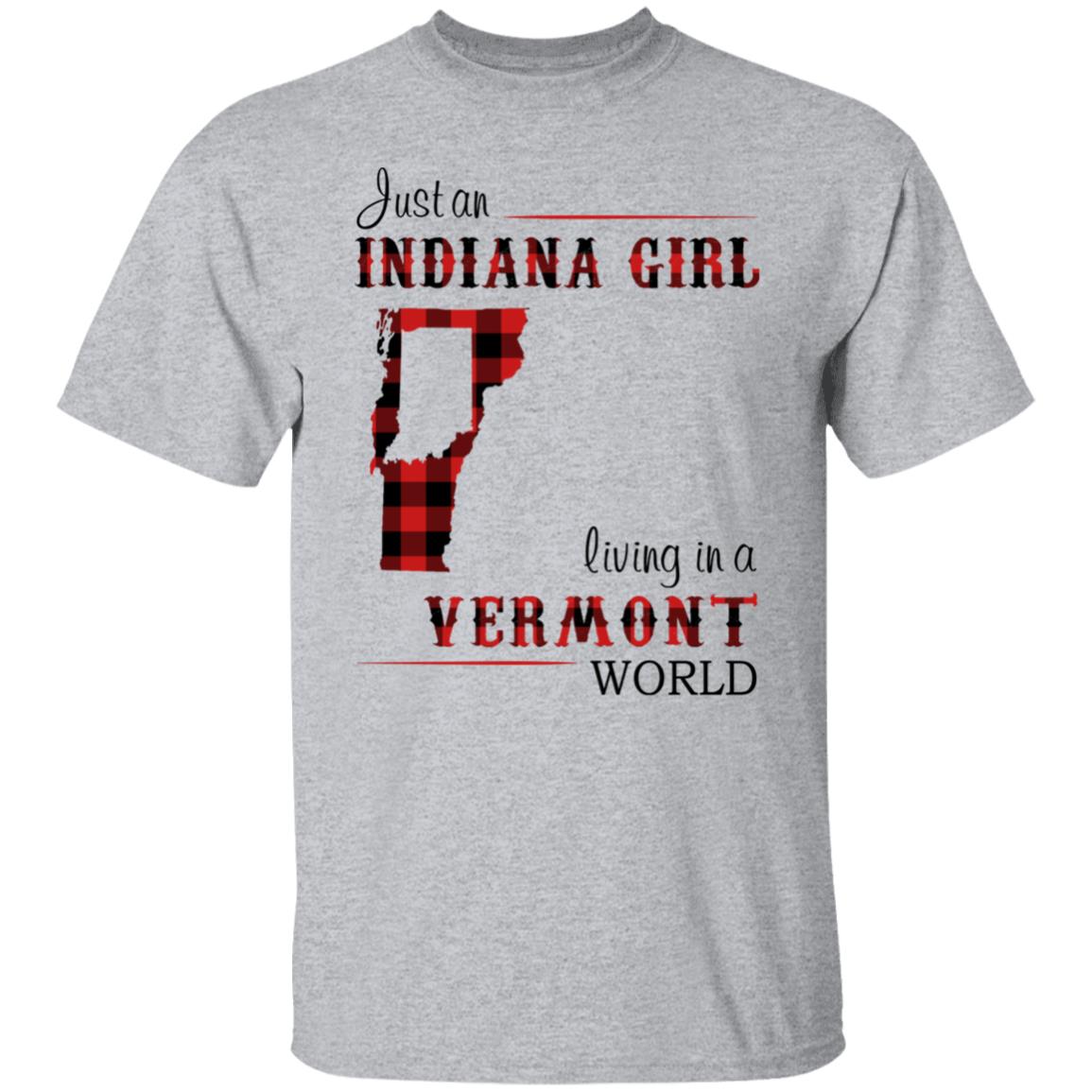 Just An Indiana Girl Living In A Vermont World T- Shirt - T-shirt Born Live Plaid Red Teezalo