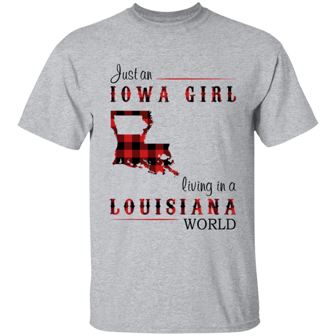Just An Iowa Girl Living In A Louisiana World T-shirt - T-shirt Born Live Plaid Red Teezalo