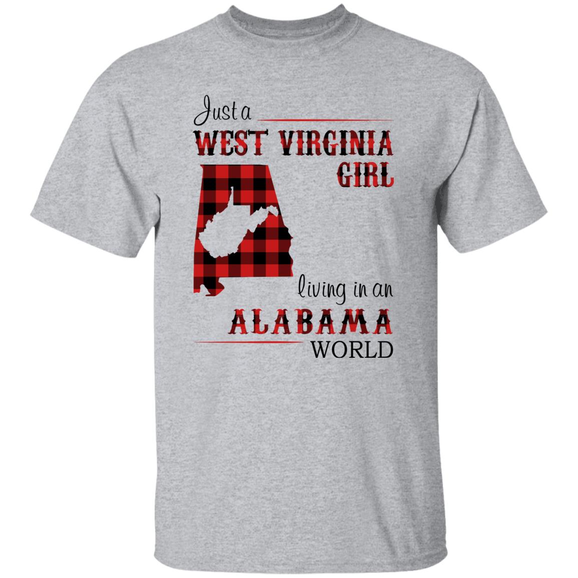 Just A West Virginia Girl Living In An Alabama World T-shirt - T-shirt Born Live Plaid Red Teezalo