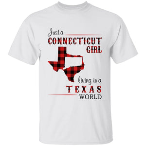 Just A Connecticut Girl Living In A Texas World T-shirt - T-shirt Born Live Plaid Red Teezalo