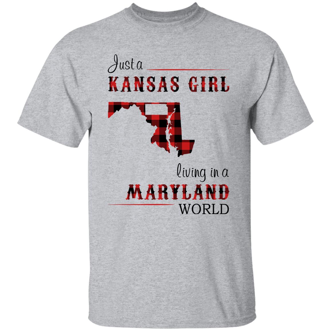 Just A Kansas Girl Living In A Maryland World T-shirt - T-shirt Born Live Plaid Red Teezalo