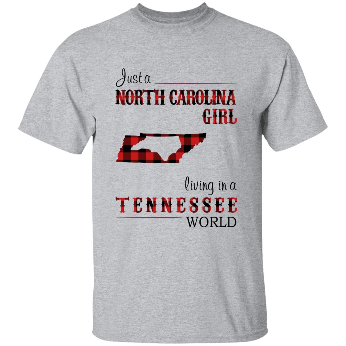 Just A North Carolina Girl Living In A Tennessee World T-shirt - T-shirt Born Live Plaid Red Teezalo