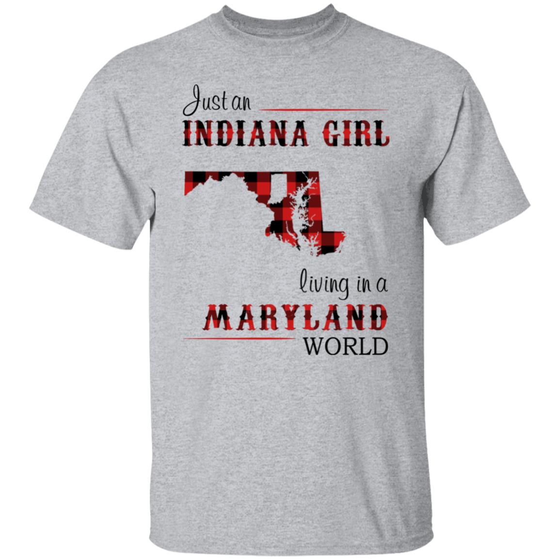 Just An Indiana Girl Living In A Maryland World T-Shirt - T-shirt Born Live Plaid Red Teezalo