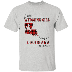 Just A Wyoming Girl Living In A Louisiana World T-shirt - T-shirt Born Live Plaid Red Teezalo