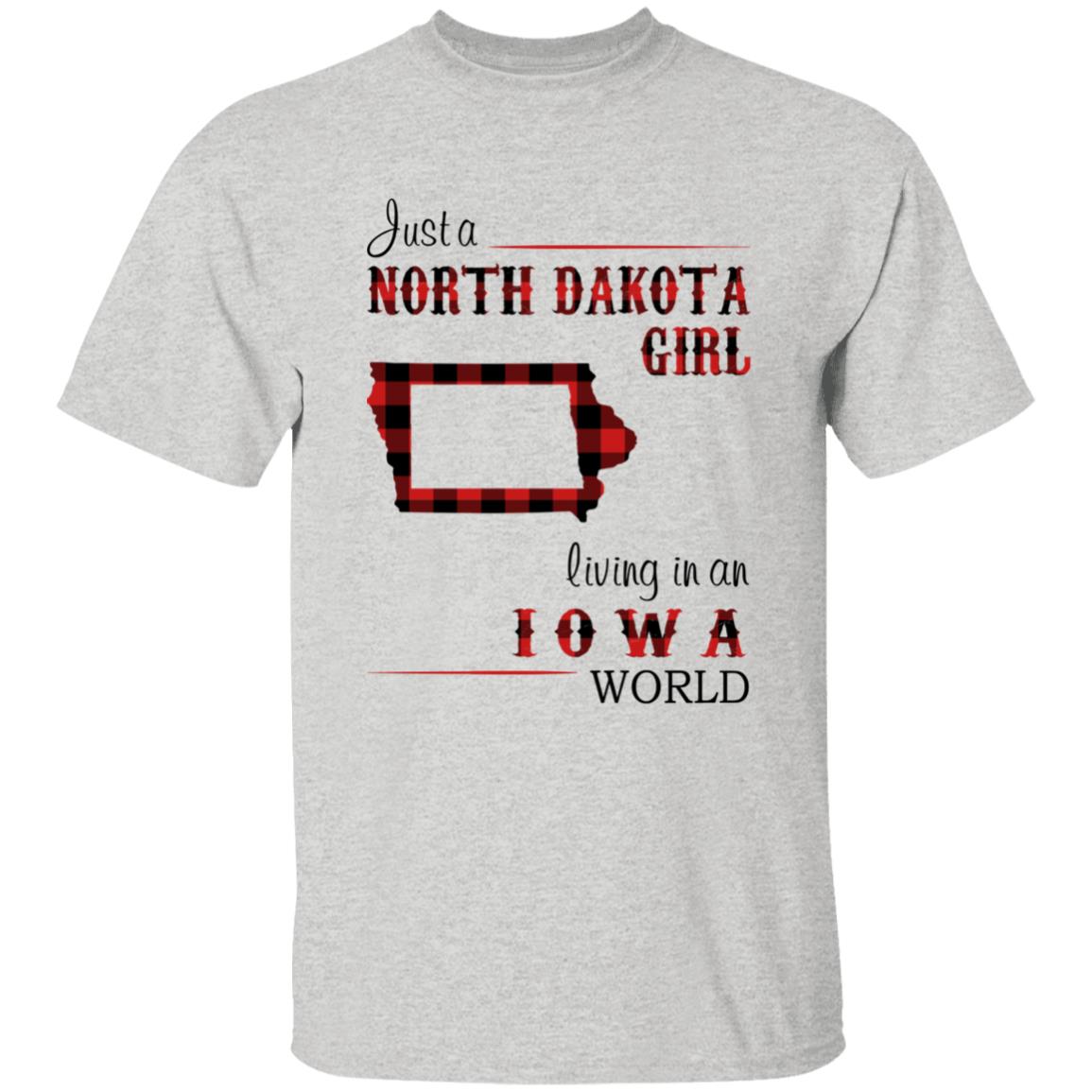 Just A North Dakota Girl Living In An Iowa World T-shirt - T-shirt Born Live Plaid Red Teezalo