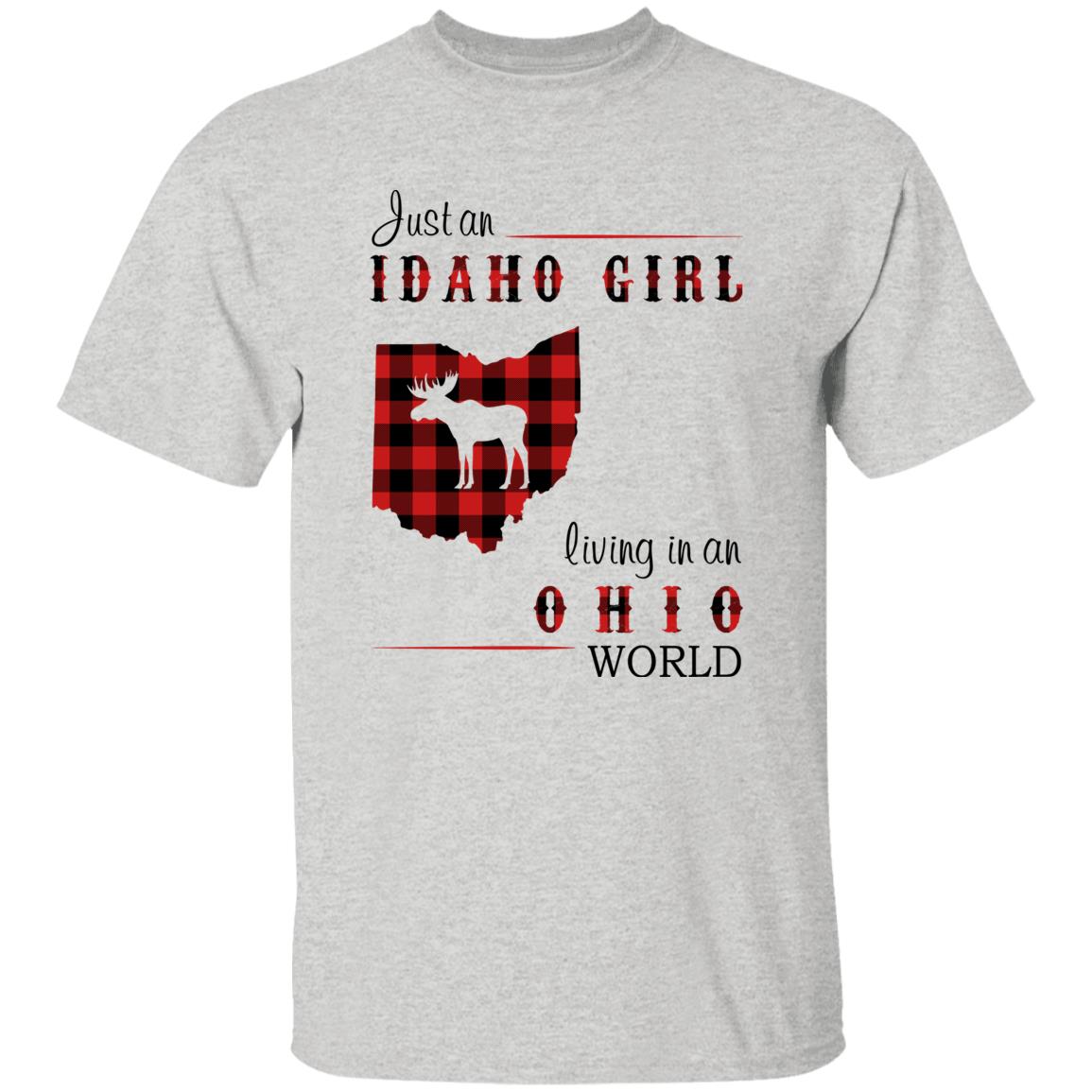 Just An Idaho Girl Living In An Ohio World T-shirt - T-shirt Born Live Plaid Red Teezalo