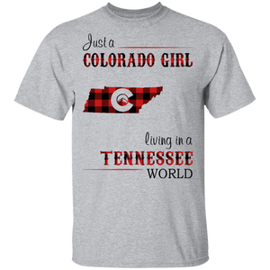 Just A Colorado Girl Living In A Tennessee  World T-shirt - T-shirt Born Live Plaid Red Teezalo