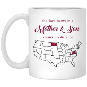 North Dakota Virginia The Love Between Mother And Son Mug - Mug Teezalo