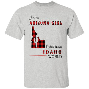 Just An Arizona Girl Living In An Idaho World T-shirt - T-shirt Born Live Plaid Red Teezalo