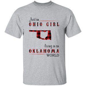 Just An Ohio Girl Living In An Oklahoma World T-shirt - T-shirt Born Live Plaid Red Teezalo