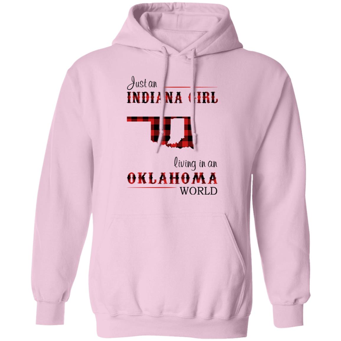 Just An Indiana Girl Living In An Oklahoma World T-Shirt - T-shirt Born Live Plaid Red Teezalo