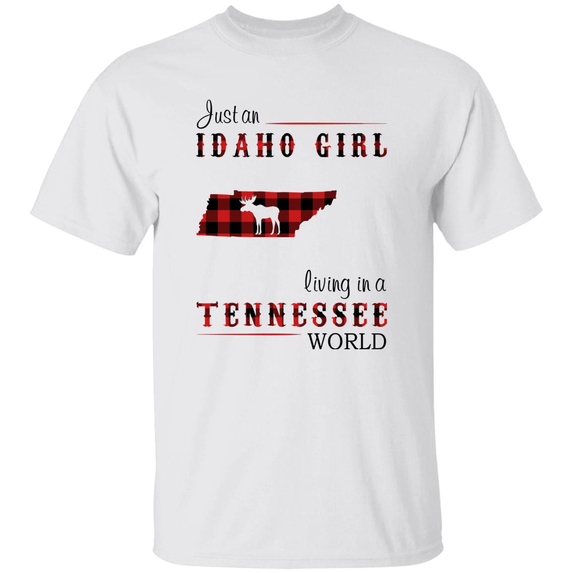 Just An Idaho Girl Living In A Tennessee World T-shirt - T-shirt Born Live Plaid Red Teezalo