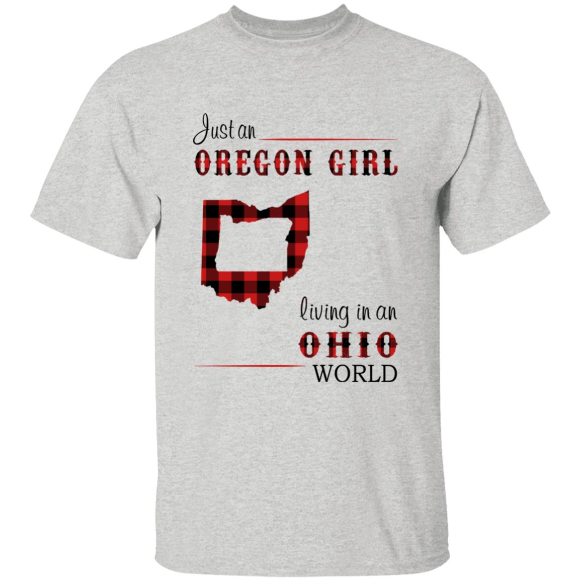 Just An Oregon Girl Living In An Ohio World T-shirt - T-shirt Born Live Plaid Red Teezalo