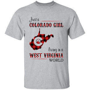 Just A Colorado Girl Living In A West Virginia World T-shirt - T-shirt Born Live Plaid Red Teezalo